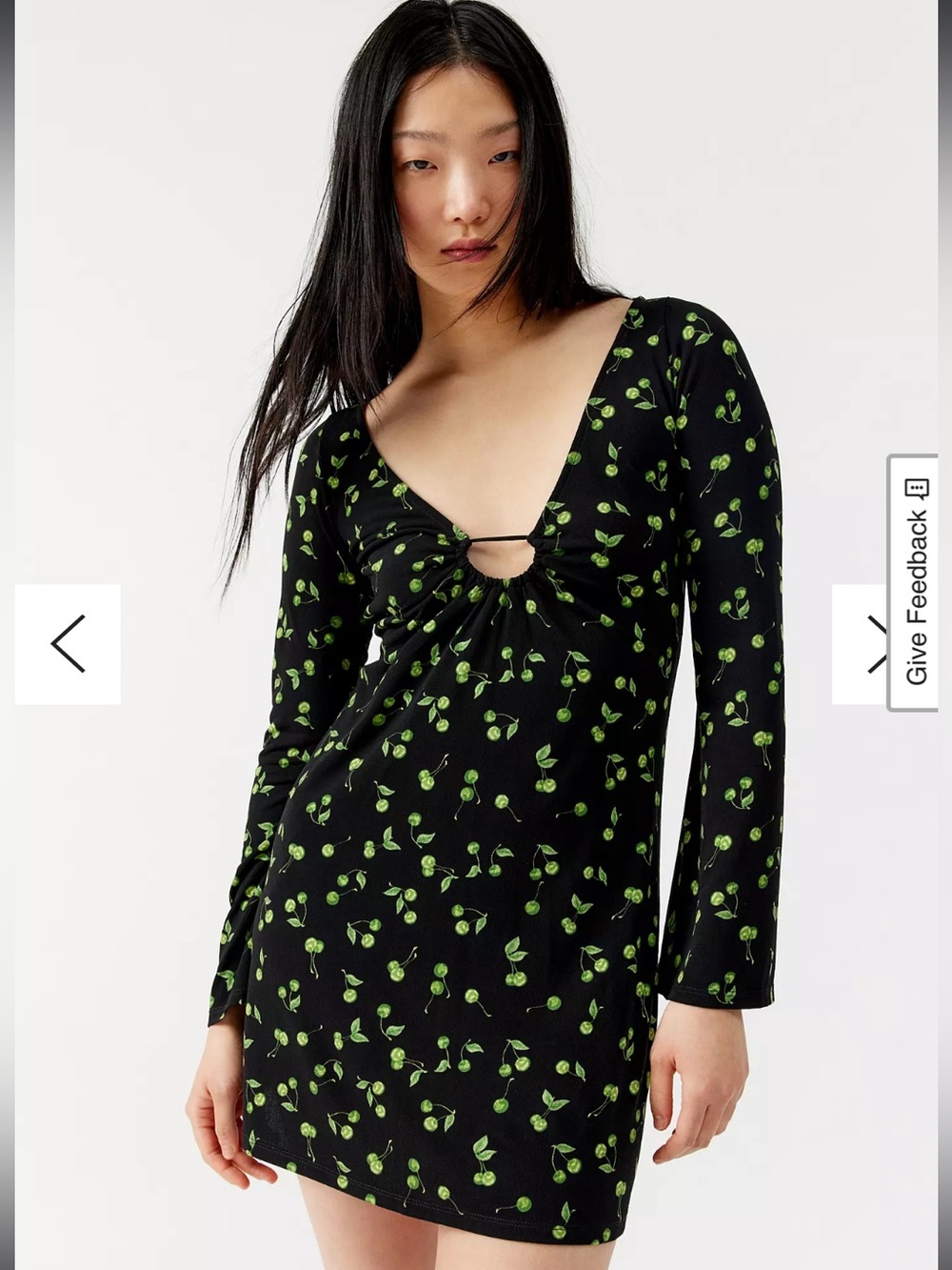 Urban Outfitters Sammie Long Sleeve Mini Dress S V-Neck Open Back Tie